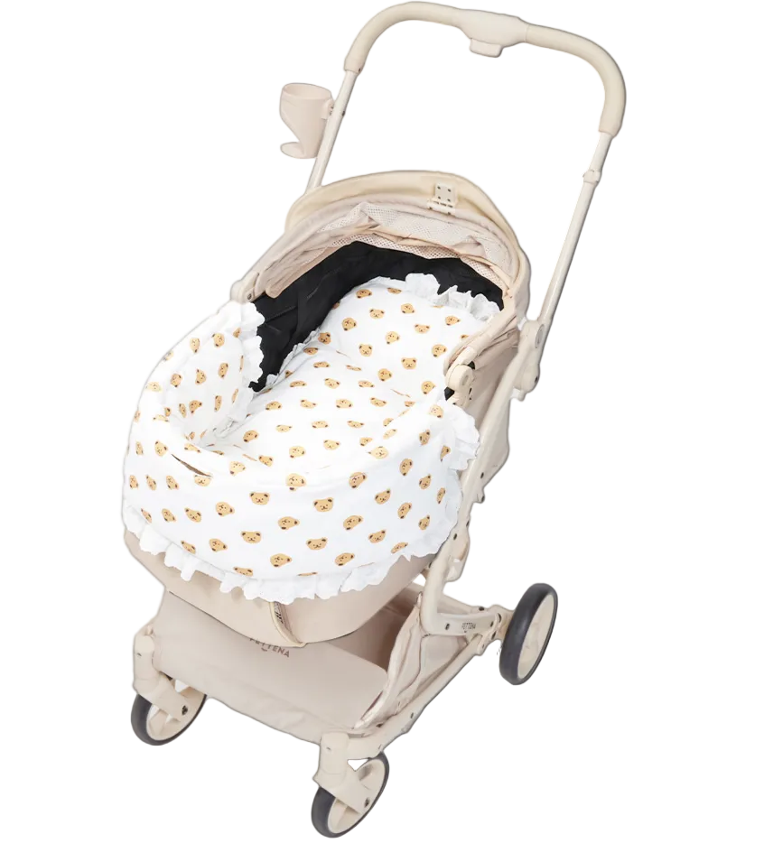 Lace-Trim Bear Pet Stroller Bumper Cover